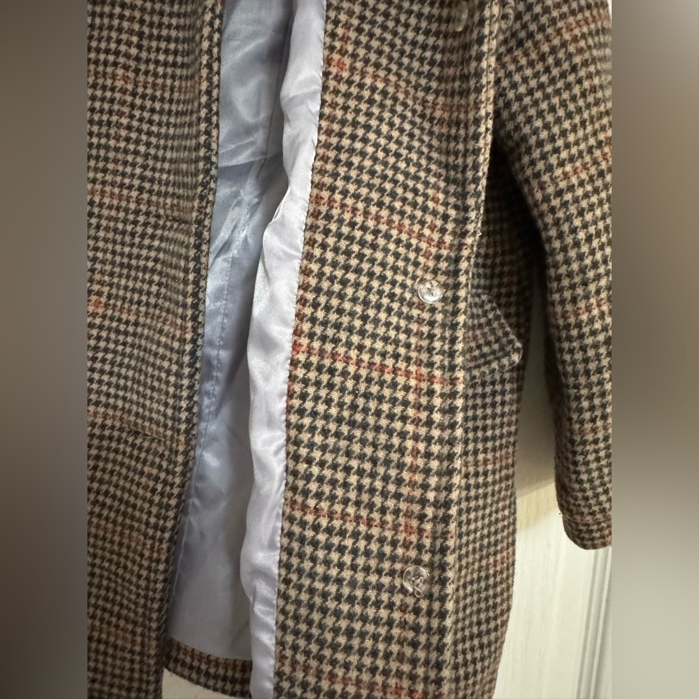 Deesha Mini Girls Wool Blend Houndstooth Coat | Size 120 (5–6Y) - Picture 5 of 11